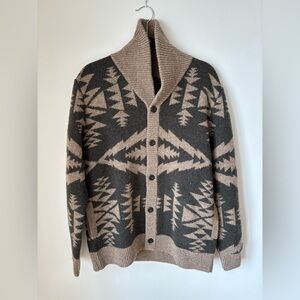 Pendleton - Trapper Peak - Men's Geometric Sweater - Brown and Tan - Wool